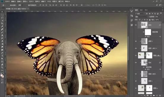 ps教程图层蒙版用不好如此为大象插上翅膀后您就熟练了
