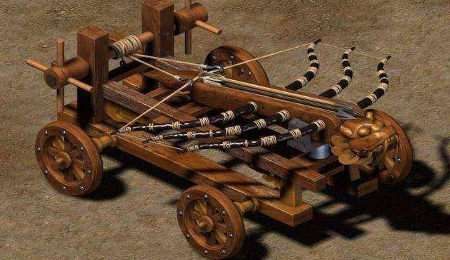 三弓床弩:三弓床弩又称"八牛弩",也称"一枪三剑箭",为宋朝一种制式之