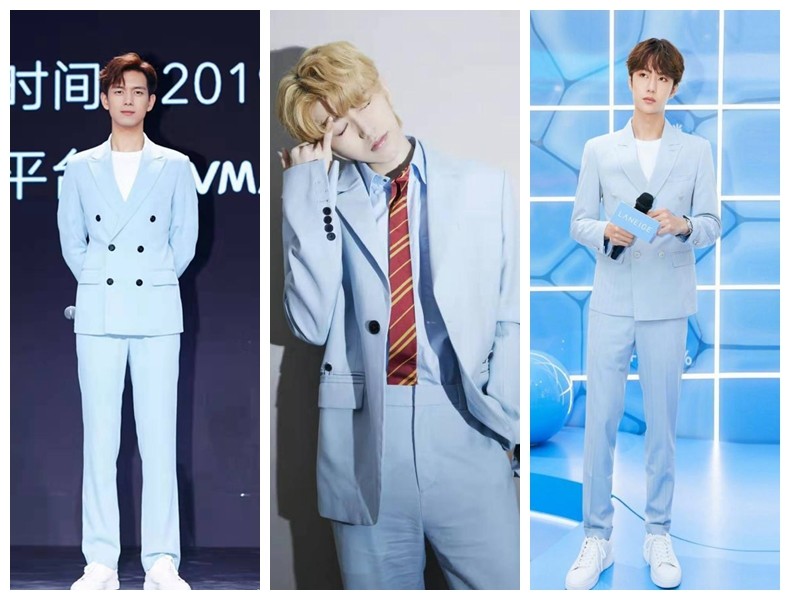 今年大火的浅蓝色西装 肖战已经是第三次穿了 网友 太上头 腾讯新闻