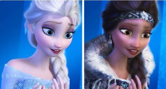 迪士尼公主肤色变黑白雪公主变黑炭公主安娜变非洲小村姑