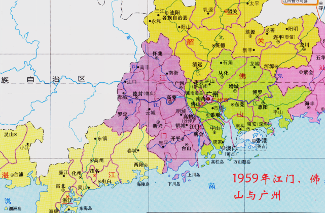 广东行政区划图 1970年图片