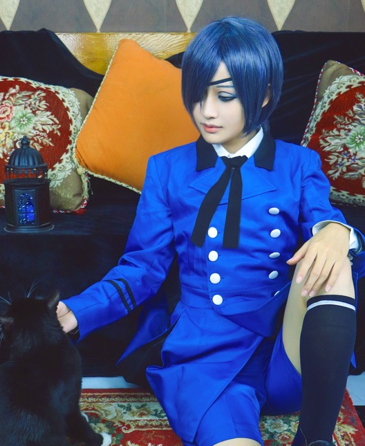 cosplay《黑执事》夏尔,蓝色造型美得让人陶醉