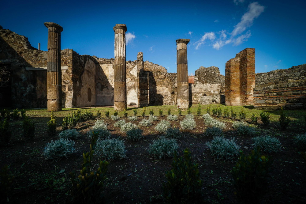 城的花园这是12月23日在意大利那不勒斯的庞贝考古公园拍摄的修复后的