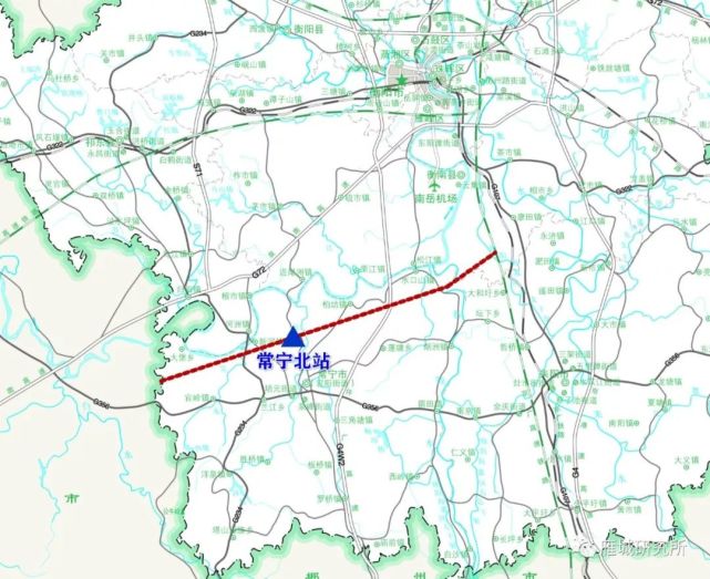 初步拟定南衡高铁衡阳境内走向图常宁,位于湘江中游南岸,地处五岭山系