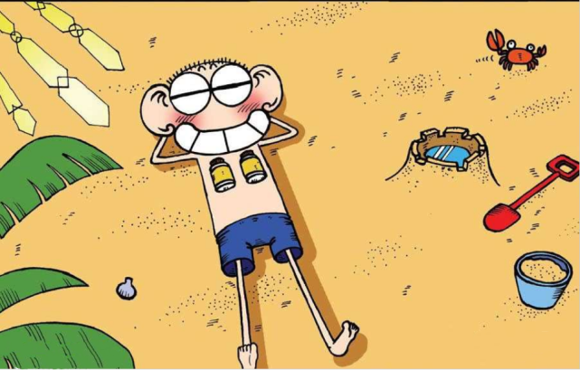 爆笑校园:旺财让呆头擦防晒乳再晒太阳,呆头觉得这个东西效果相当不错