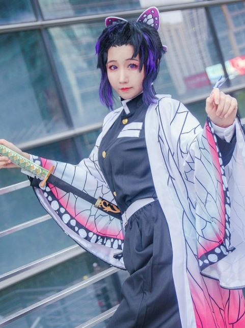 cosplay《鬼灭之刃》蝴蝶忍,柔美可人的和服少女