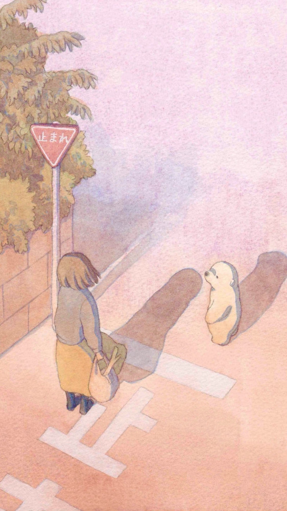 温馨插画壁纸,空闲的日子里有你陪伴,真好