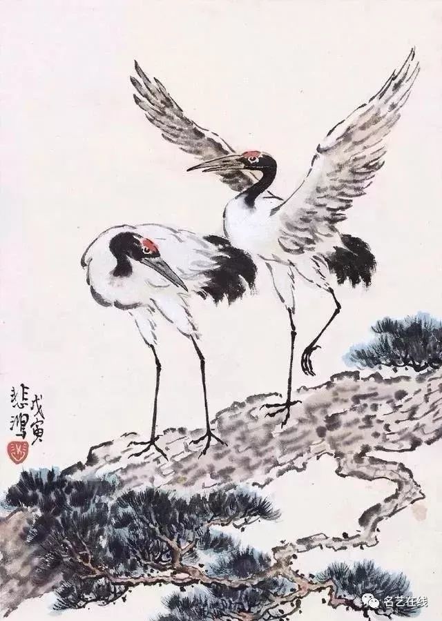 徐悲鸿,孙其峰画鹤,延年益寿!