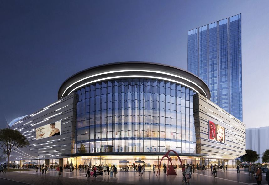 荣盛国际广场位于六合新区中心雄州地铁站2号口,首层挑高5.