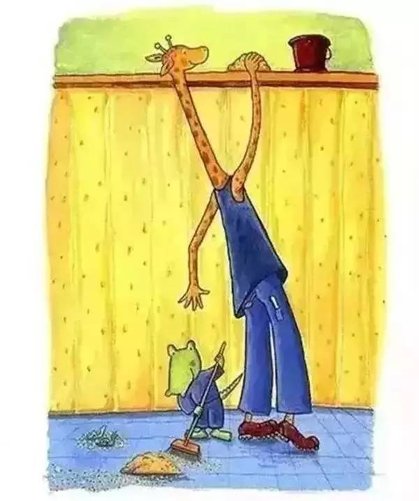 辛苦的同时,长颈鹿小姐还把自己当作滑滑梯呢!