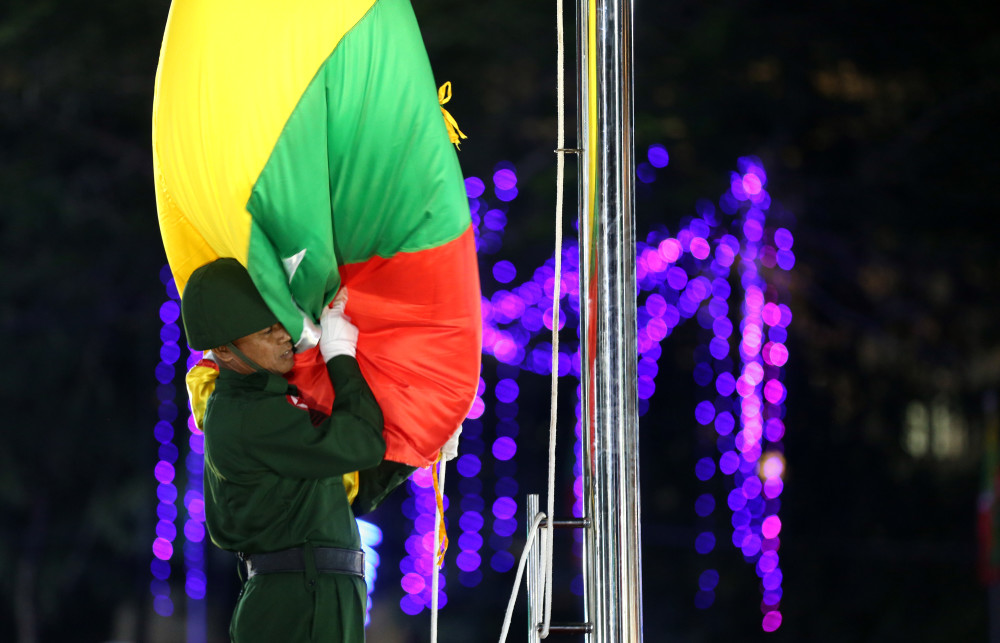 缅甸独立日升旗仪式