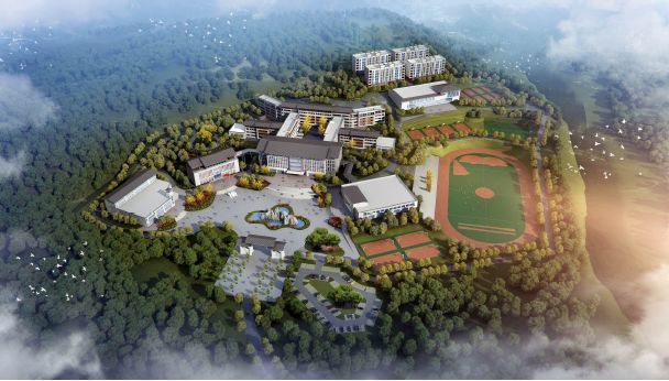 金平县第二高级中学,建筑规模59000㎡,办学规模3000人.