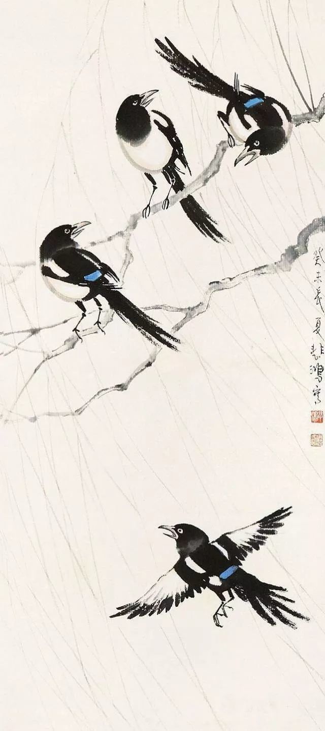 中国九大名家的20幅喜鹊见者2022年定喜上加喜