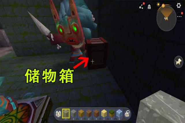 地牢里面会有怪物和储物箱,打开储物箱之后可以获得一些金块和火把等