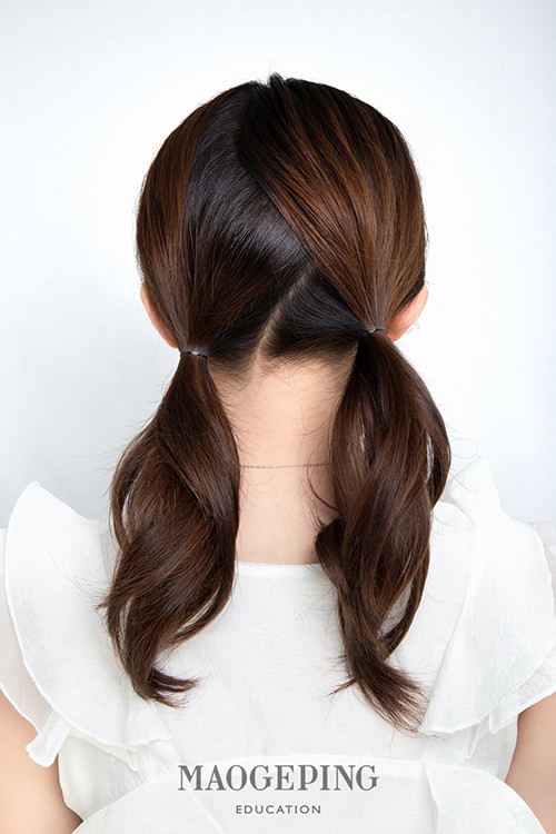 可爱甜美双低马尾,萌妹必学