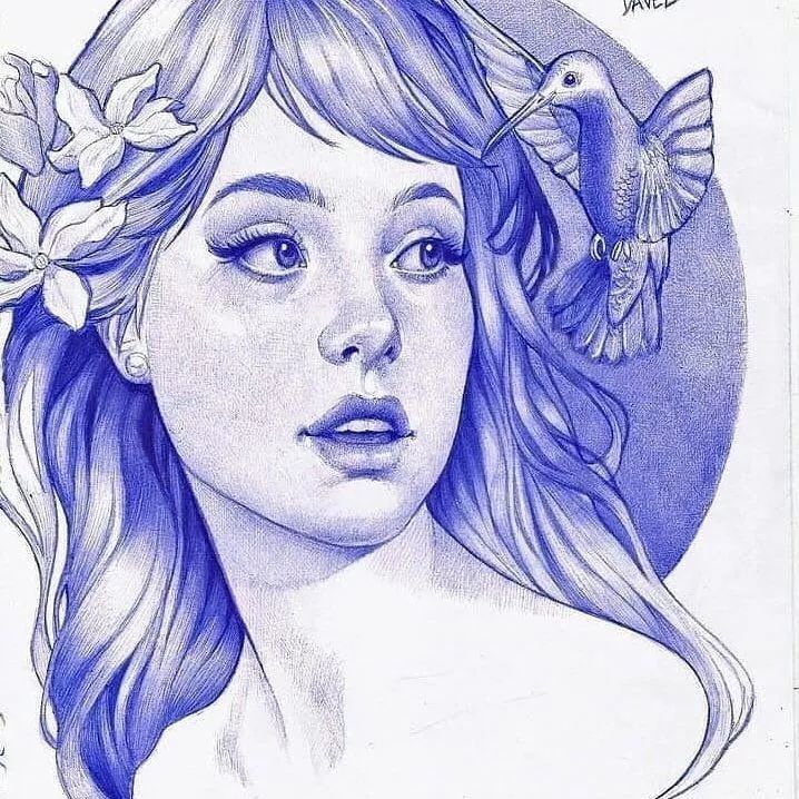 用腻了铅笔他改用圆珠笔画素描头像难度增加十倍效果令人惊叹