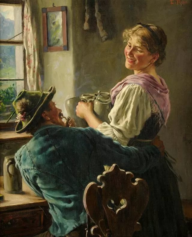 淳朴的生活～德国画家埃米尔·卡尔·劳油画作品欣赏