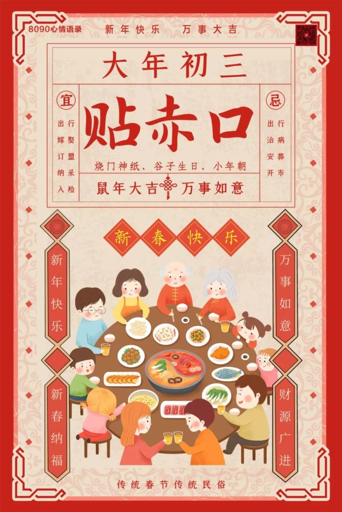 春节传统习俗图初一至初八