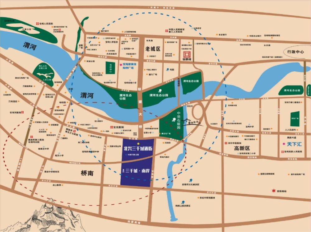 城"的                   北兴三千城 南岸踞守渭滨区域的核心位置,联