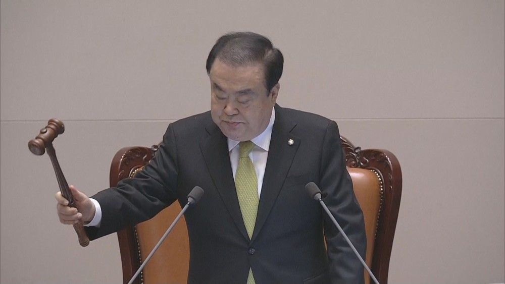 13日,韩国国会议长宣布法案通过(纽西斯通讯社)
