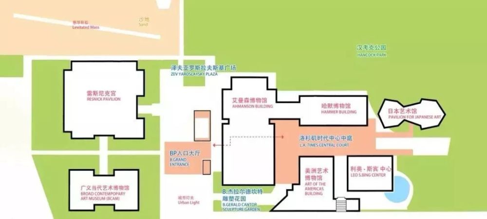 洛杉矶郡艺术博物馆平面图,作者绘制盖蒂中心盖蒂中心,又称为盖蒂艺术