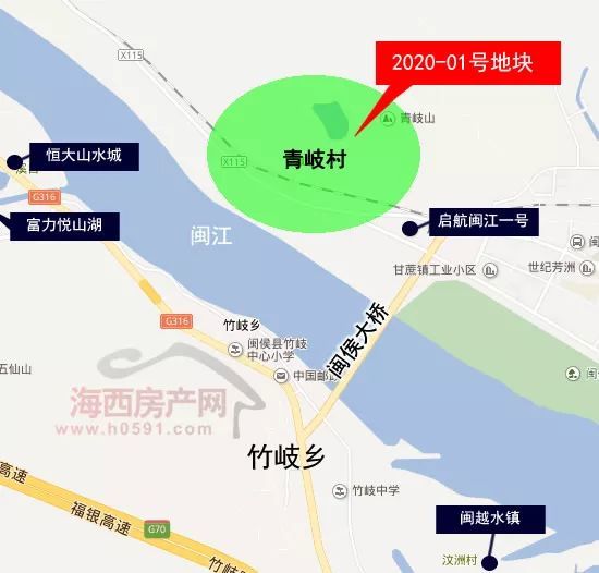 2020年闽侯土地首拍2月6日出让甘蔗街道1555亩地块