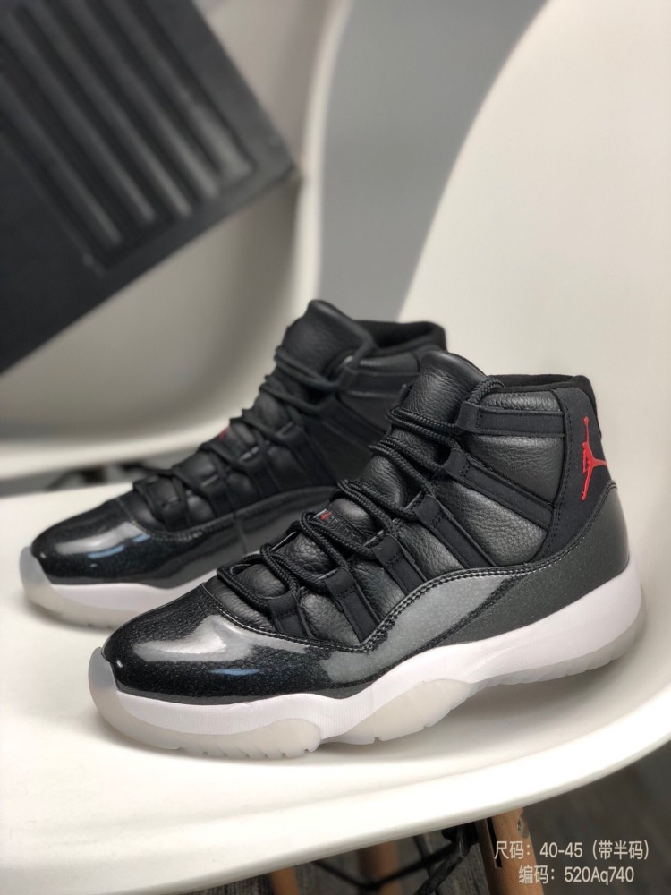 乔丹11代大魔王漆皮荔枝头层真碳板aj11限定款经典黑白大魔王
