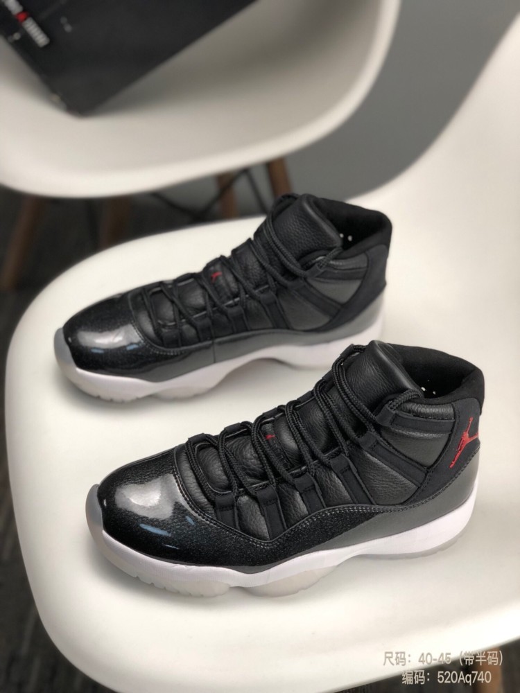 乔丹11代大魔王漆皮荔枝头层真碳板aj11限定款经典黑白大魔王