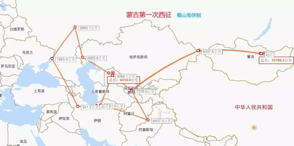 蒙古第一次西征由成吉思汗亲自带队,手下全是蒙古巅峰期的猛将,他们从