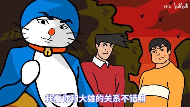 当哆啦a梦变成jojo画风机器猫变迪奥胖虎变身小跟班