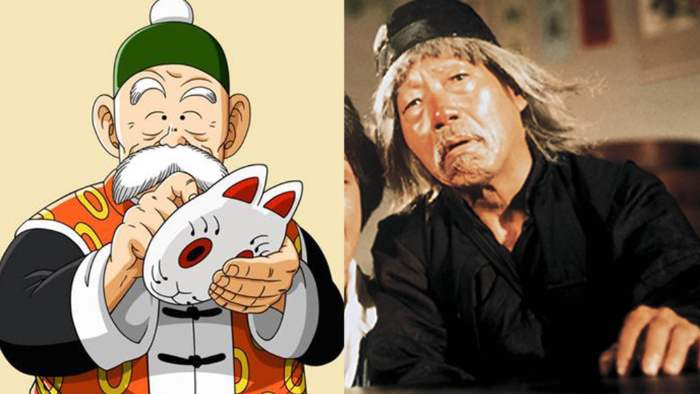 穿着和成龙在醉拳里的穿着是很相似的,并且在比赛当中龟仙人就使用了