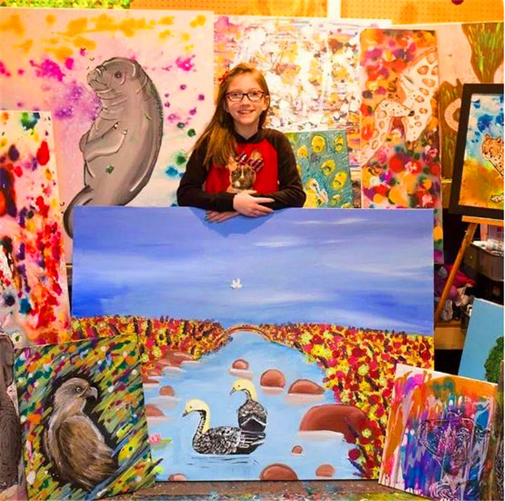 13岁天才画家走红靠画画拯救濒危动物网友别人家的孩子