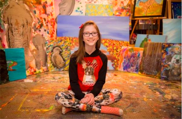 13岁天才画家走红靠画画拯救濒危动物网友别人家的孩子