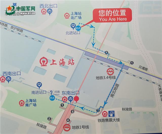 上海火车站南北通道示意图坐标:南京南京南站持有效证件可免费乘坐市