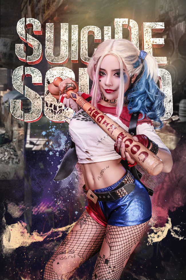 哈莉奎茵杂志封面造型惹眼,cos还原电影风采