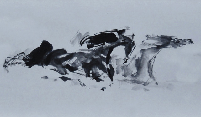 马力的书法作品,也非常洒脱,别具一格