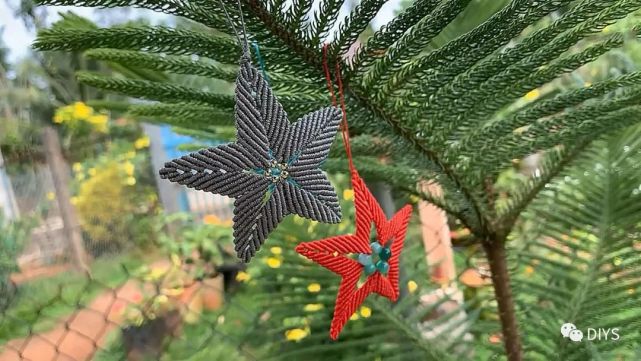 手工绳编作品,带你学习如何制作五角星挂件! diy生活馆 一份新年礼物