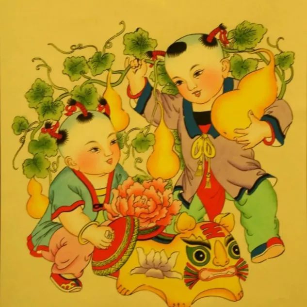 原来我们家里张贴的年画中居然有这么多动植物