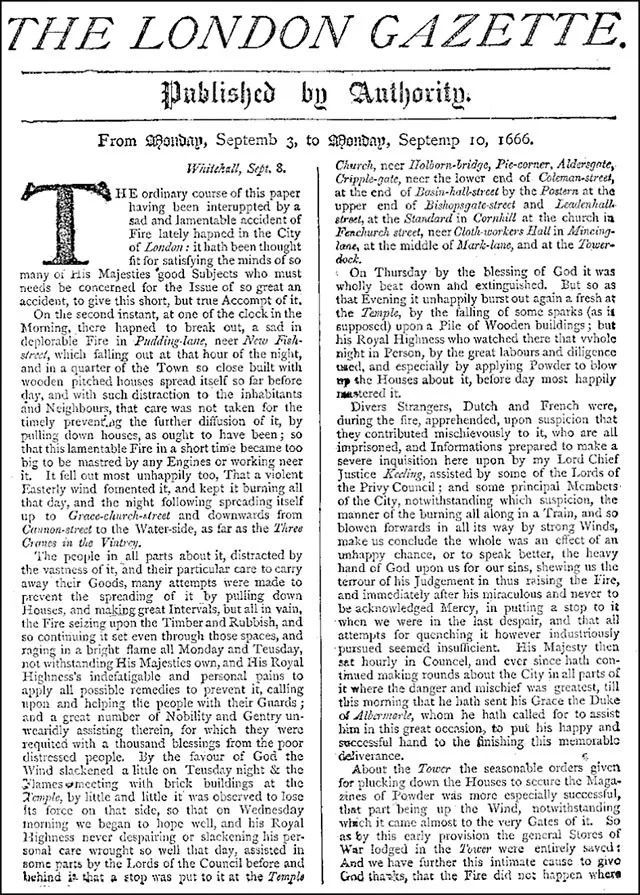《伦敦公报》（The London Gazette）自1665年11月7日开始刊行，声称为英格兰历史最悠久的报纸，和全英国连续刊行时间最长的报纸。