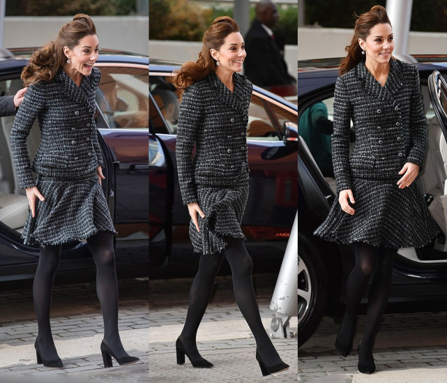 凯特王妃腿上穿黑色裤袜实属罕见,因为英王室就有一项光腿穿裙子的