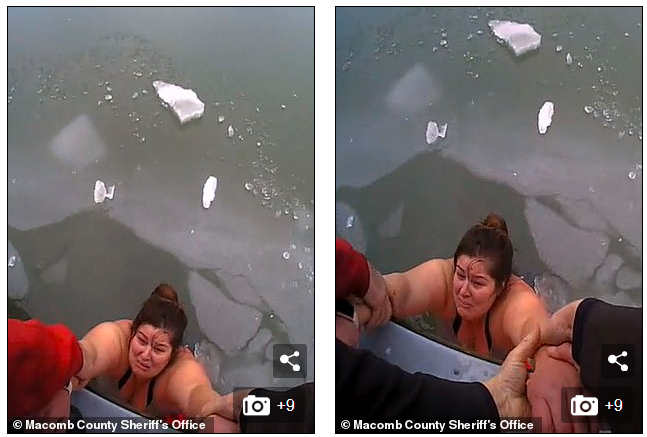 美国女子冰钓落水，冰水中泡15分钟后获救(图)