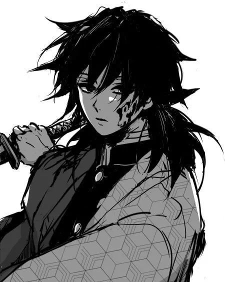 鬼灭之刃富冈义勇帅气插画