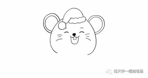 每天学一幅简笔画-新年鼠年送福简笔画画法步骤教程
