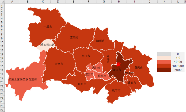 確診5806人,最新湖北各市縣excel版疫情分佈圖來了!