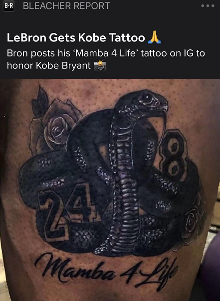 老詹晒一生曼巴纹身全队穿科比球鞋湖人球衣还绣kb图案