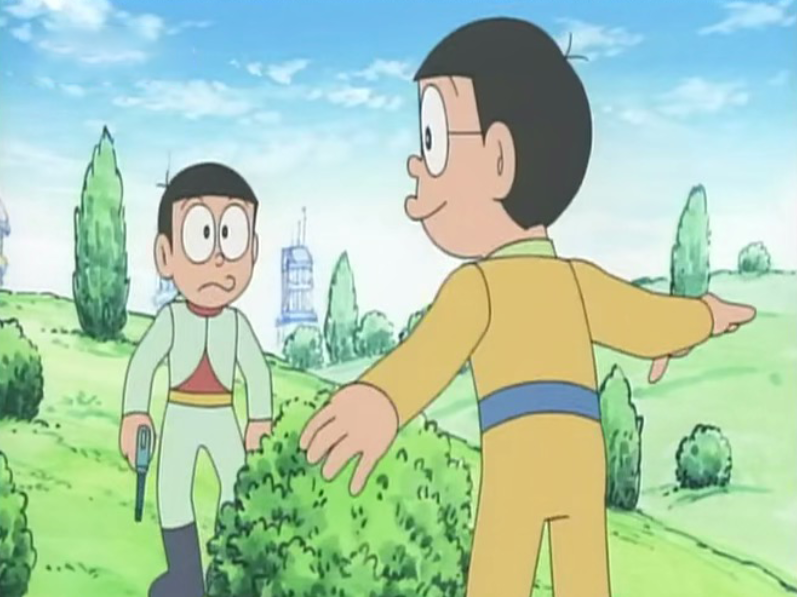 大雄来到未来世界找哆啦a梦,遇上世雄在玩虚拟游戏