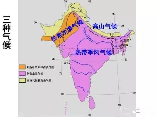 气候为主,其中西南季风很不稳定,使印度降水,图是南亚地区水系分布和