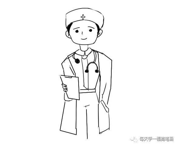 每天学一幅简笔画-男医生简笔画画法步骤教程