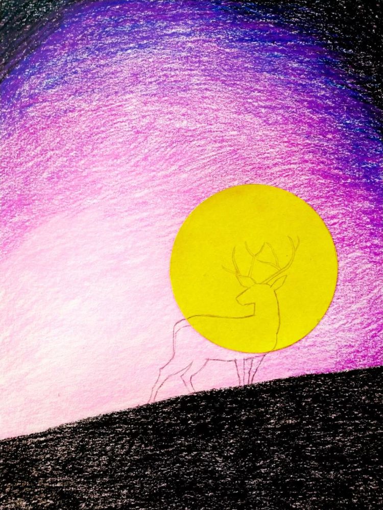 最新少儿美术课程分享——《夜鹿》