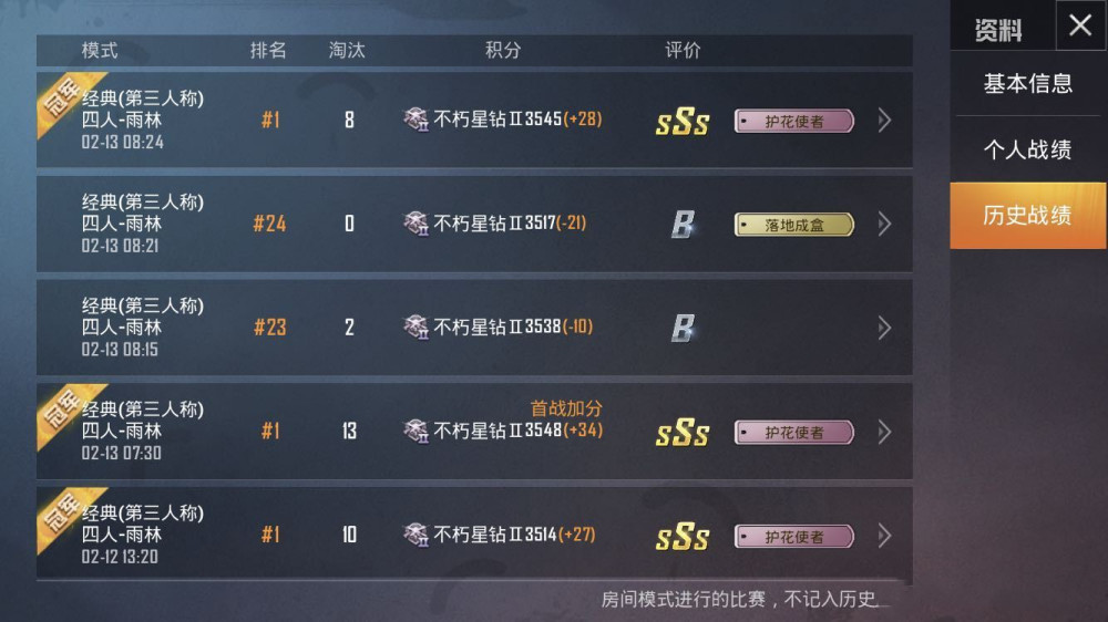 上图所示是一位《和平精英》玩家在网上分享的自己的战绩图,单单凑忖